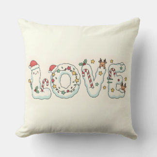 Cute Christmas Love Festive Throw Pillow