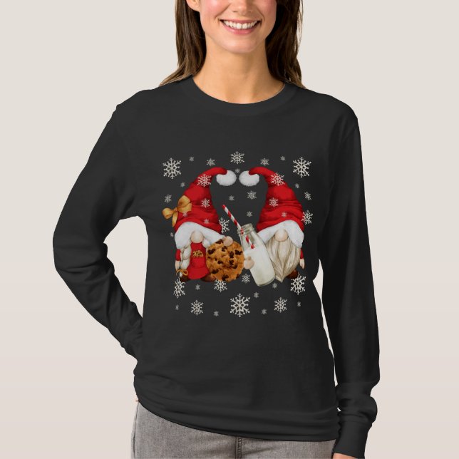 Cute Christmas Lover Motif With Santa Milk And Coo T-Shirt (Front)