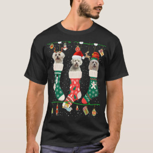 Cute Christmas Maltese In Sock Xmas Reindeer Santa T-Shirt