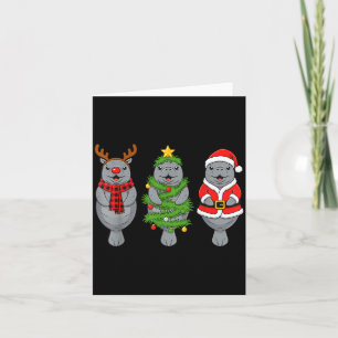 Cute Christmas Manatee Shirt, Holiday Manatee Sant Card