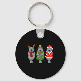 Cute Christmas Manatee Shirt, Holiday Manatee Sant Key Ring