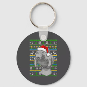Cute Christmas Manatee Shirt, Manatee Ugly Xmas Sw Key Ring
