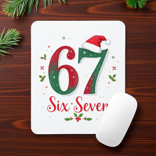 Cute Christmas Meme Six Seven 67 6 7 Holiday Mouse Pad