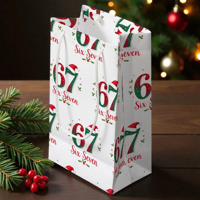 Cute Christmas Meme Six Seven 67 6 7 Holiday Small Gift Bag (Creator Uploaded)