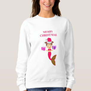 Cute Christmas Mermaid Girl Santa Hat Xmas  Sweatshirt