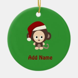 Cute Christmas Monkey Ceramic Tree Decoration