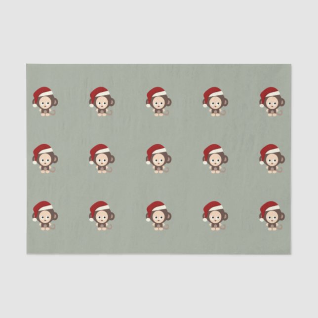Cute Christmas Monkey Tissue Paper (Front)