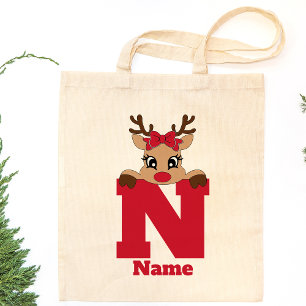 Cute Christmas Monogrammed Family Custom With Name Tote Bag