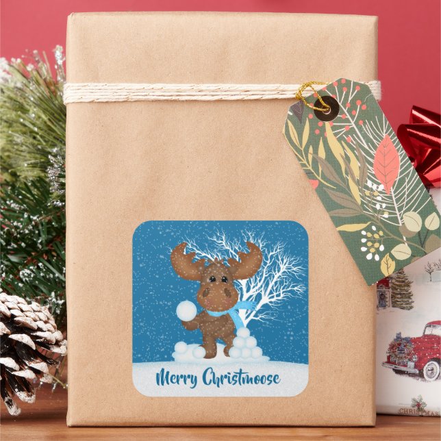 Cute Christmas moose add message sticker (Holiday)
