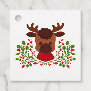 Cute Christmas Moose Favour Tags