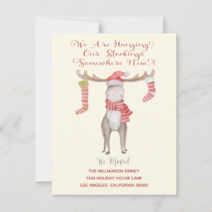 Cute Christmas Moose We've Moved Holiday Moving Announcement