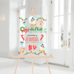 Cute Christmas Most ONEDERFUL First Birthday Acrylic Sign