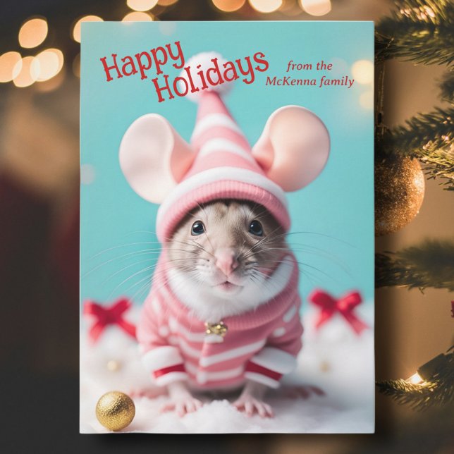 Cute Christmas Mouse Bible Verse Photo Holiday Card (Creator Uploaded)