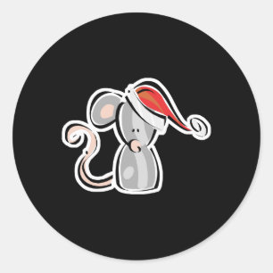 cute christmas mouse classic round sticker
