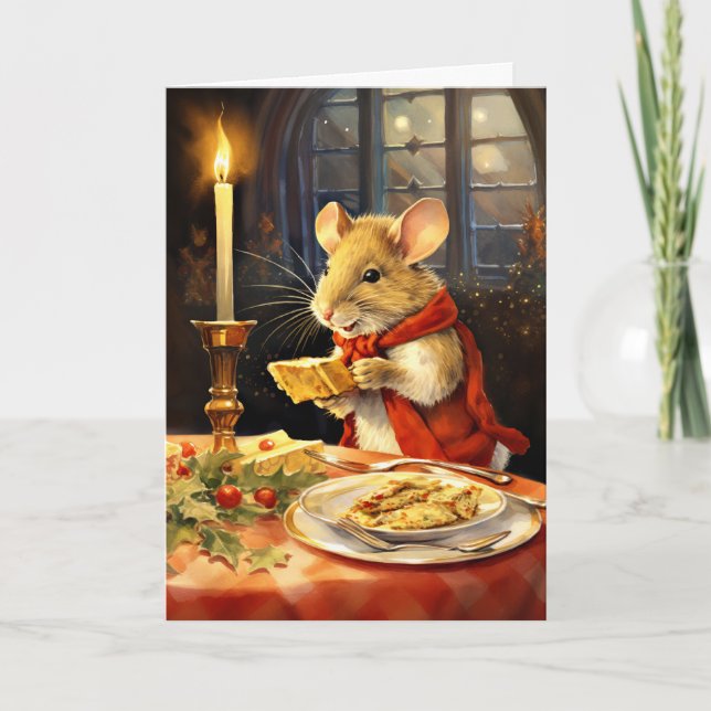 Cute Christmas Mouse  Holiday Card (Front)
