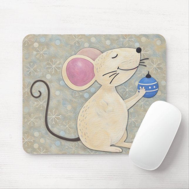 Cute Christmas Mouse Holiday Mousepad (With Mouse)