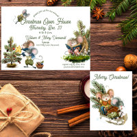 Cute Christmas Mouse Holiday Open House Invitation