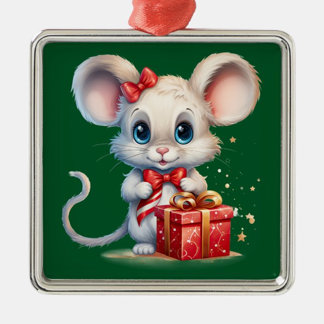 Cute Christmas Mouse Ornament (Front)