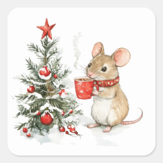 Cute Christmas Mouse Stickers