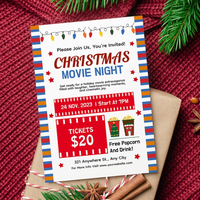 Cute Christmas Movie Night  Invitation (Creator Uploaded)