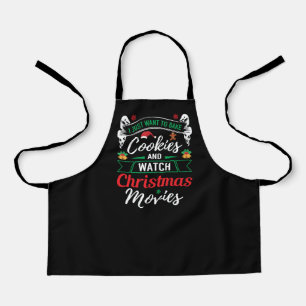 Cute Christmas movies baking word art Apron