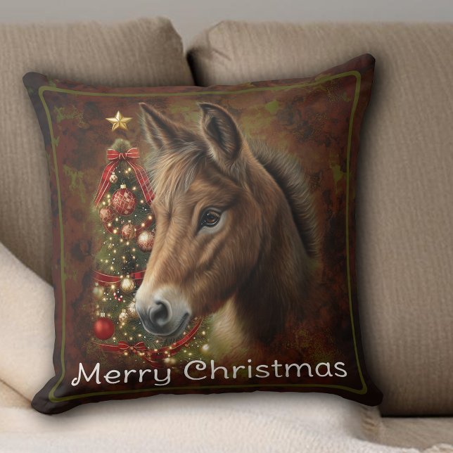 Cute Christmas Mule Holiday Decor Cushion (Cute Christmas Mule Holiday Decor Custom Throw Pillow)