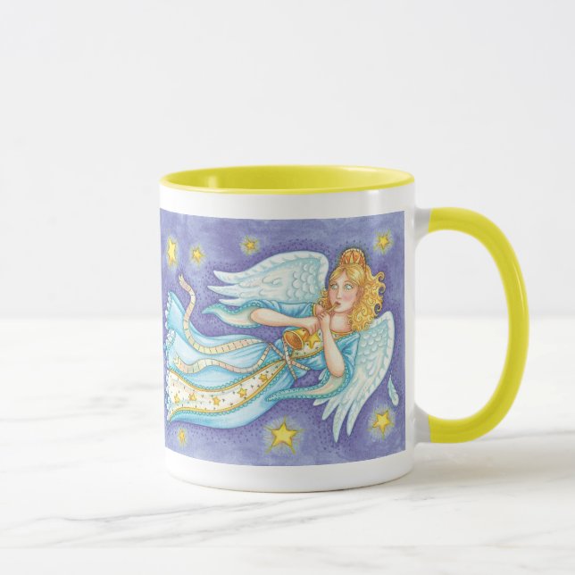 Cute Christmas, Musician Angel Playing Her Horn Mug (Right)