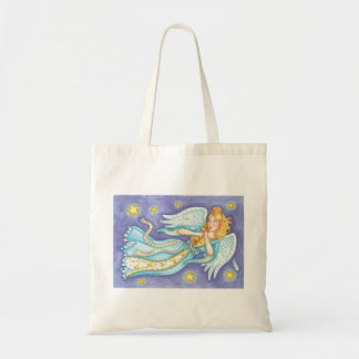 Cute Christmas, Musician Angel Playing Her Horn Tote Bag