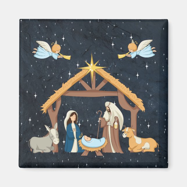 Cute Christmas Nativity Magnet (Front)