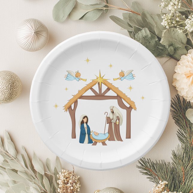 Cute Christmas Nativity Paper Plate (Nativity Christmas Plate)