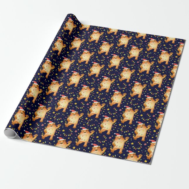 Cute Christmas/New Year Tiger Wrapping Paper (Unrolled)
