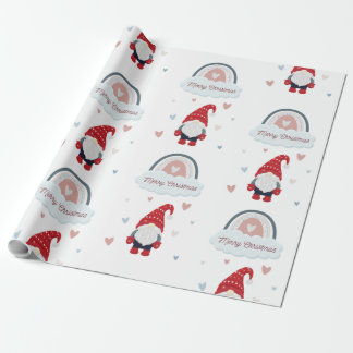 Cute Christmas nordic gnome with rainbow Wrapping Paper