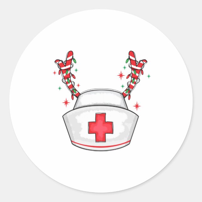 Cute Christmas Nurse   Classic Round Sticker (Front)