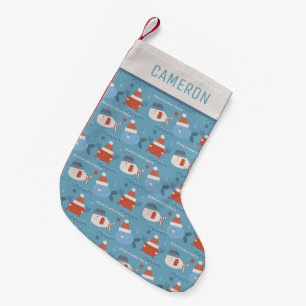 Cute Christmas Ocean Animals Blue Personalized Small Christmas Stocking