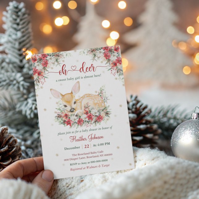 Cute Christmas Oh Deer Baby Shower Invitation (Creator Uploaded)