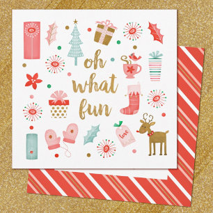 Cute Christmas Oh What Fun Photo Flat Card