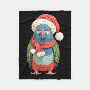 Cute Christmas Onus Parrot Santa Bird Lovers Fleece Blanket