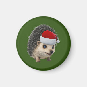 Cute Christmas Opossum Or Hedgehog Wearing Santa Magnet