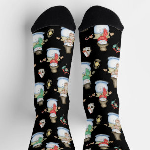 Cute Christmas or Winter Pattern Festive Snowmen Socks