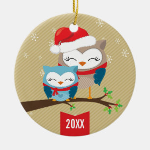 CUTE CHRISTMAS ORNAMENT :: festive owl couple