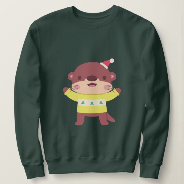 Cute Christmas Otter Sweatshirt (Design Front)