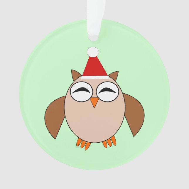 Cute Christmas Owl Acrylic Ornament (Front)