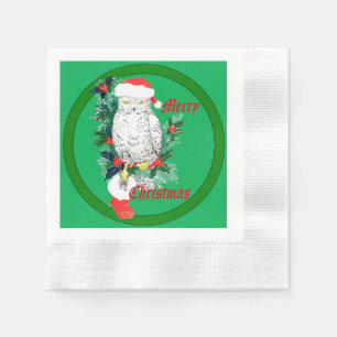 Cute Christmas Owl and Stocking Designed Napkin