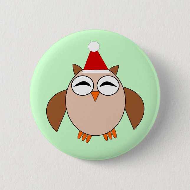 Cute Christmas Owl Button (Front)