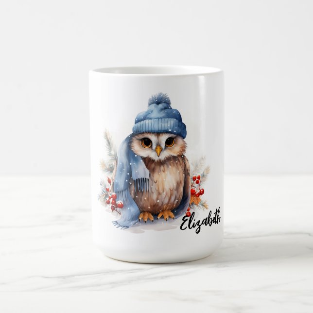 Cute Christmas Owl Coffee Mug (Center)