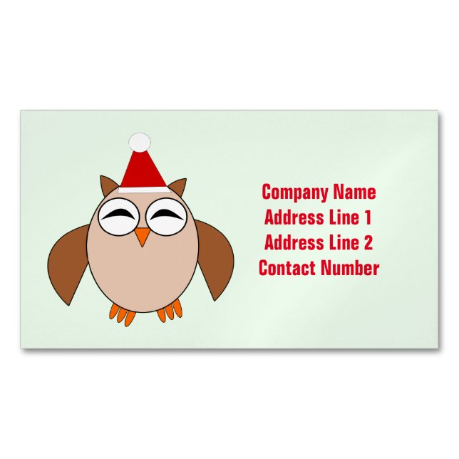 Cute Christmas Owl Custom Business Cards (Front)