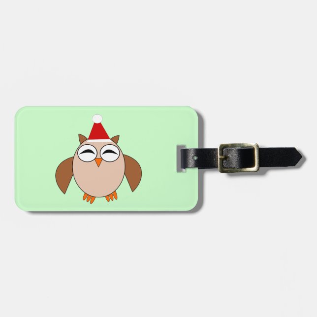 Cute Christmas Owl Custom Luggage Tag (Front Horizontal)