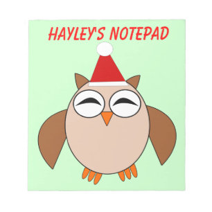 Cute Christmas Owl Customisable Notepad