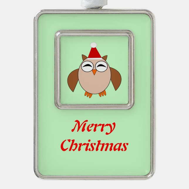 Cute Christmas Owl Customisable Ornament (Front)