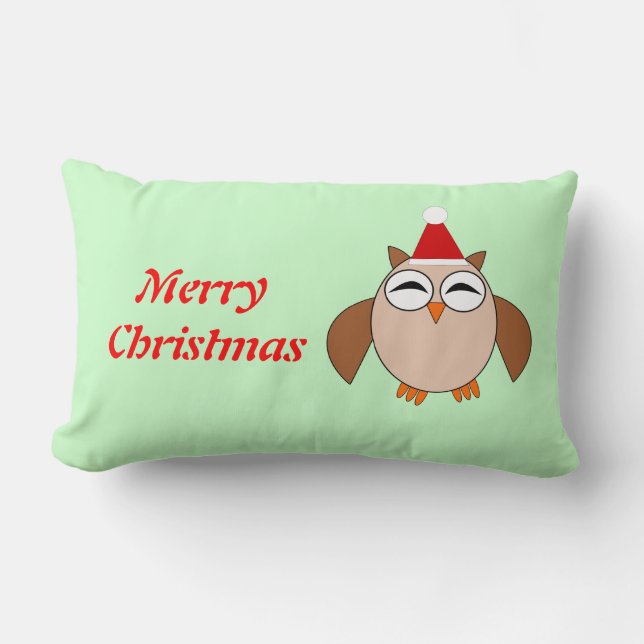 Cute Christmas Owl Customisable Pillow (Front)